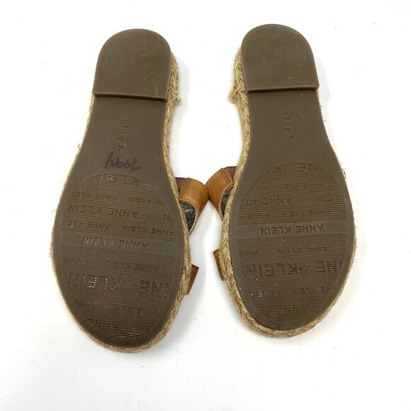 Anne Klein Akdalina Tan Brown Espadrille Slides Sandals‎ Leather 8 Women’s - Picture 9 of 10